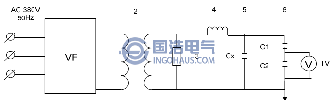 變頻式串聯諧振交流耐壓試驗裝置原理接線圖