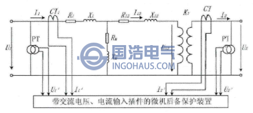 單相變壓器繞組在線監測漏抗法的等效電路圖